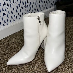 JustFab white booties